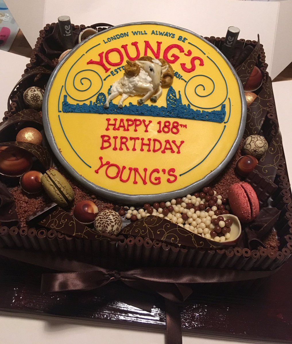 Just picked up this incredibly beautiful cake by <a href="/eric_lanlard/">eric lanlard</a> from <a href="/thespringgrove/">The Spring Grove, Kingston</a> for <a href="/YoungsPubs/">Young's Pubs</a> 188th birthday celebrations.... it’s huge! Thanks so much!