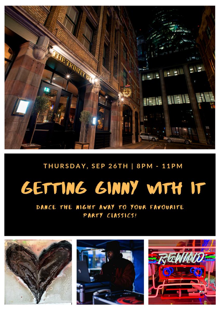 TrinityFullers's tweet image. This time next week it will time to get ready to dance the night away to your favourite party classics. 
Get Ginny With It In The Gin Parlour 
Thursday 26th September 8-11pm
Leave That 9-5 On The Shelf
#Party #DancingWithAStranger #ThirstyThursday #ginbar