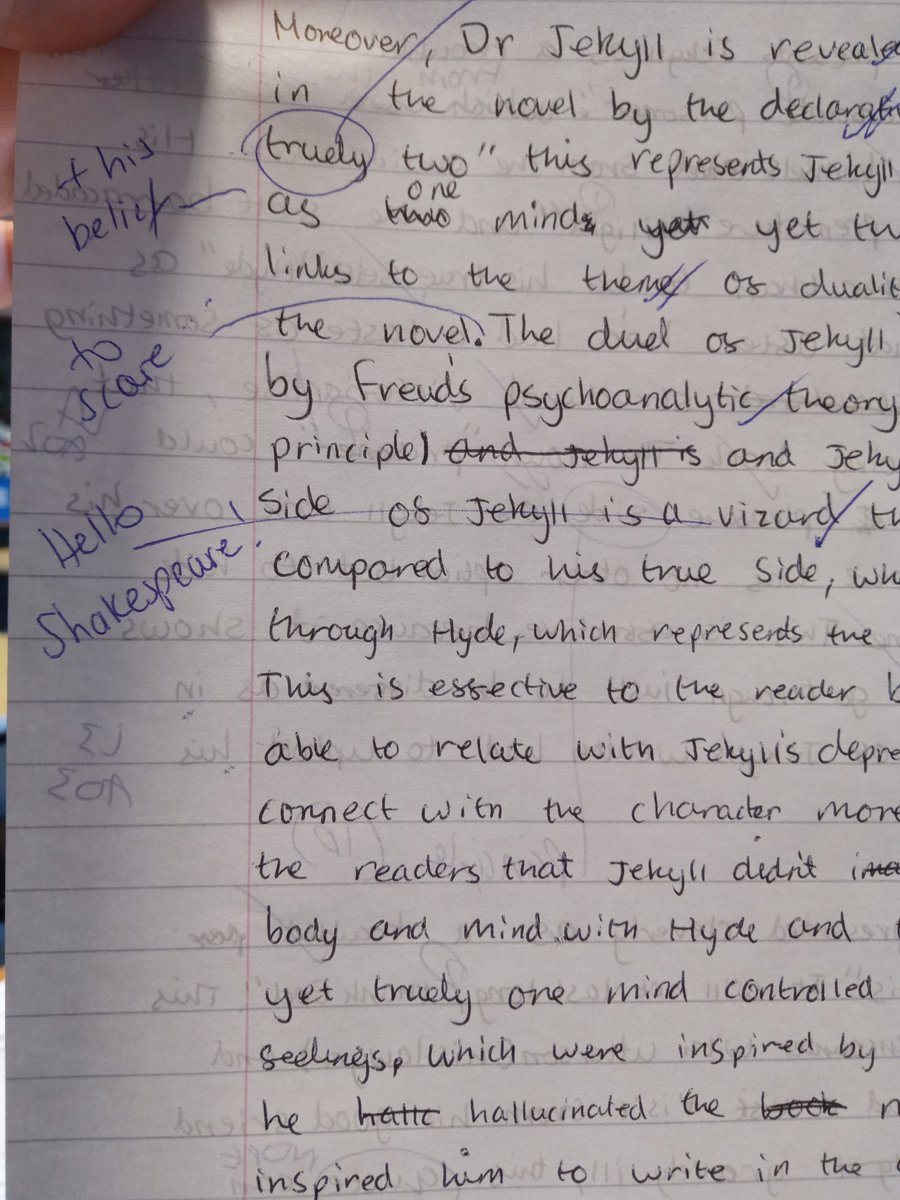 SecondaryEng's tweet photo. This student just talks like Shakespeare now and that's cool. Mixing Jekyll and Macbeth, oh yeah. #vizards #schema #interleaving https://t.co/1XIkxj4xDh