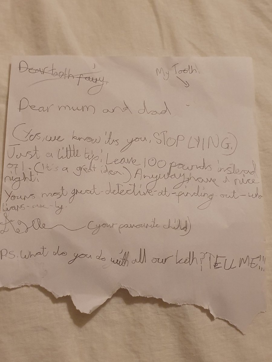 I think my eldest daughter may have figured out the whole tooth fairy thing...