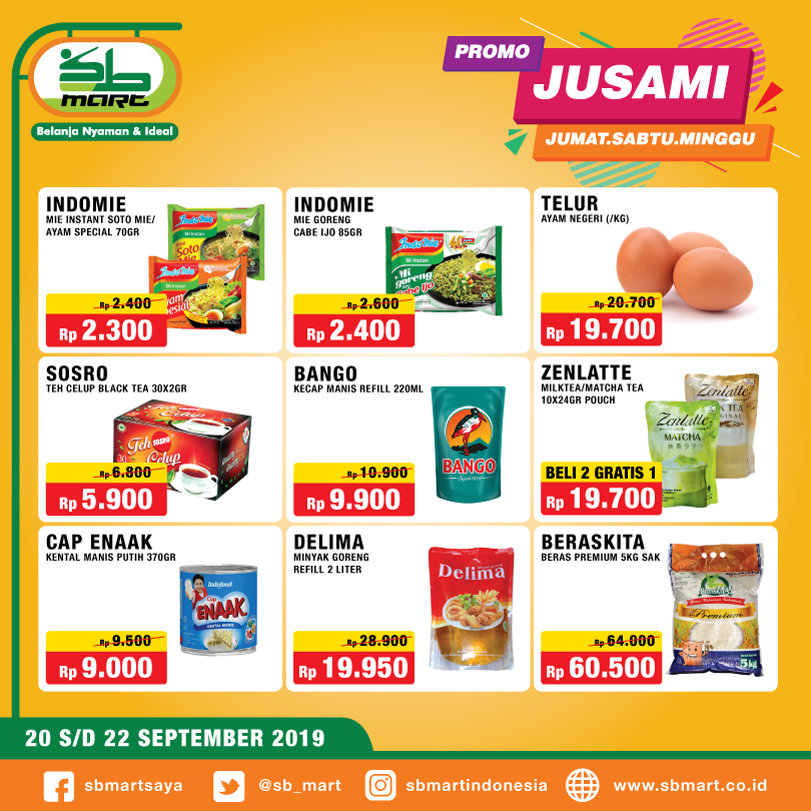 sb_mart's tweet photo. Ini dia item-item promo JUSAMI minggu ini!
segera kunjungi SBMart terdekat dan penuhi kebutuhan keperluan anda.
Selamat Berbelanja!! Info kemitraan:

0852 2009 9897
0857 2027 2055
==========
==========
#SBMart #belanjanyamandanideal #minimarketlokal #ritelsyari #ritelislami https://t.co/7zkW1SHn8R