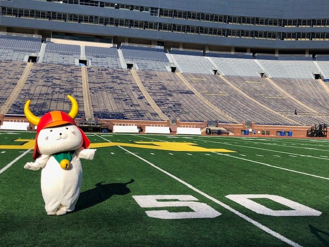 Hikonyan had a busy day in Ann Arbor. He had a wonderful visit to the stadium. Go Blue! <a href="/A2schools/">A2 Public Schools</a> <a href="/umich/">University of Michigan</a> <a href="/aareced/">Ann Arbor Rec & Ed</a> #A2Breakthrough #globaled <a href="/UMCJS/">U-M Japanese Studies</a>