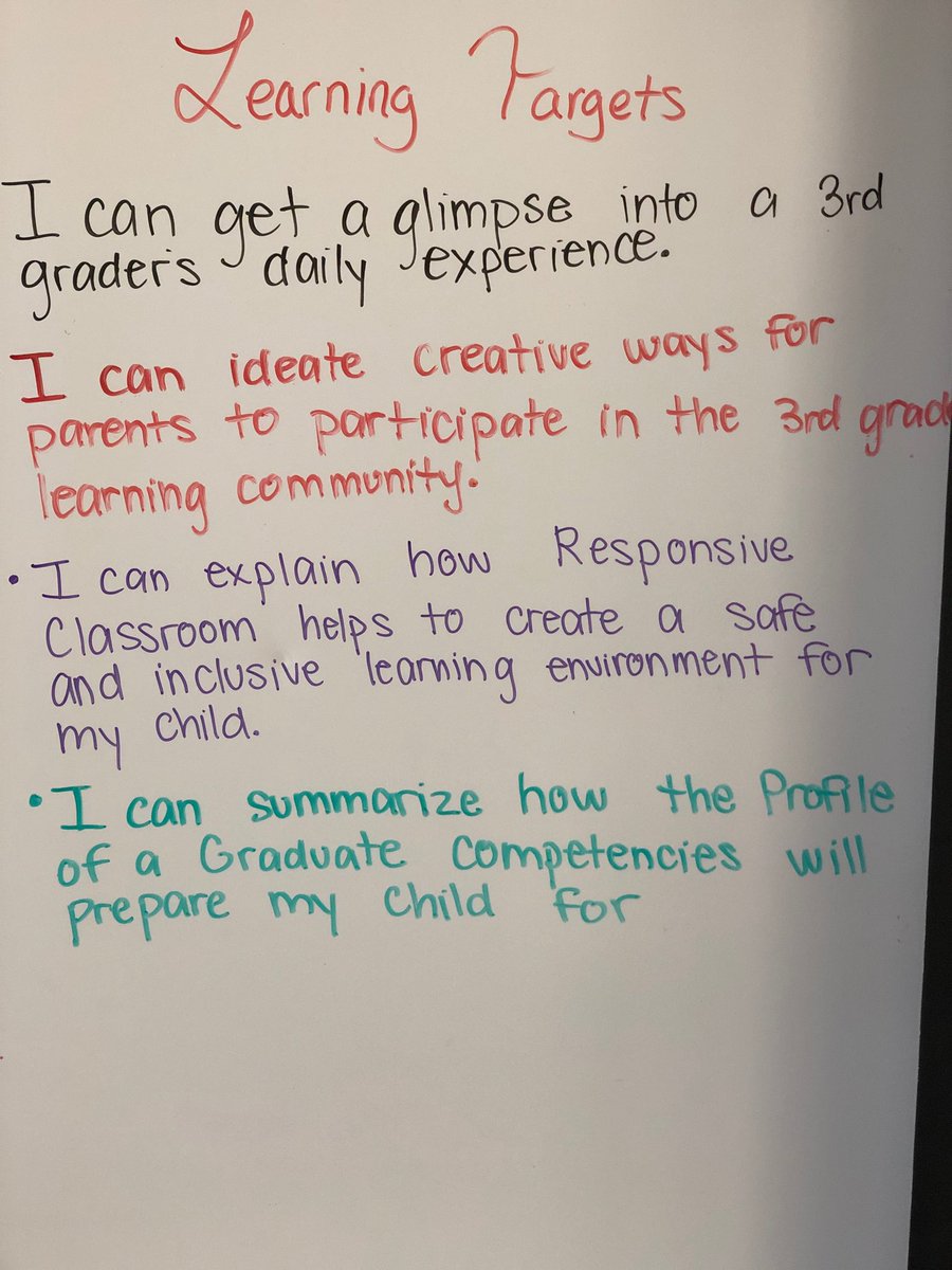 Even parents have Learning Targets!  Fabulous Back to School Night!