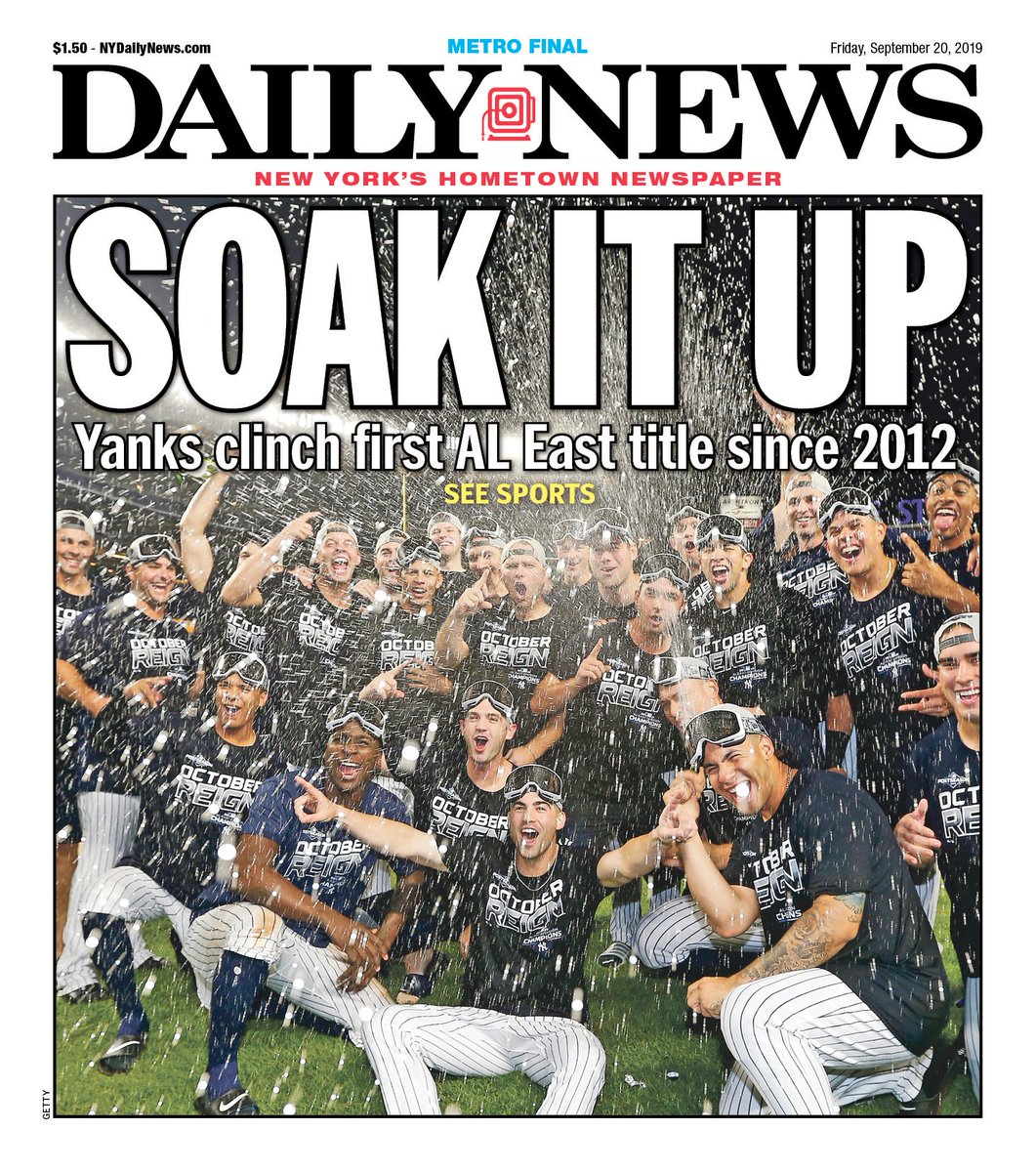 For the first time since 2012, the Yankees are division champs. 
bit.ly/2kGPLoR