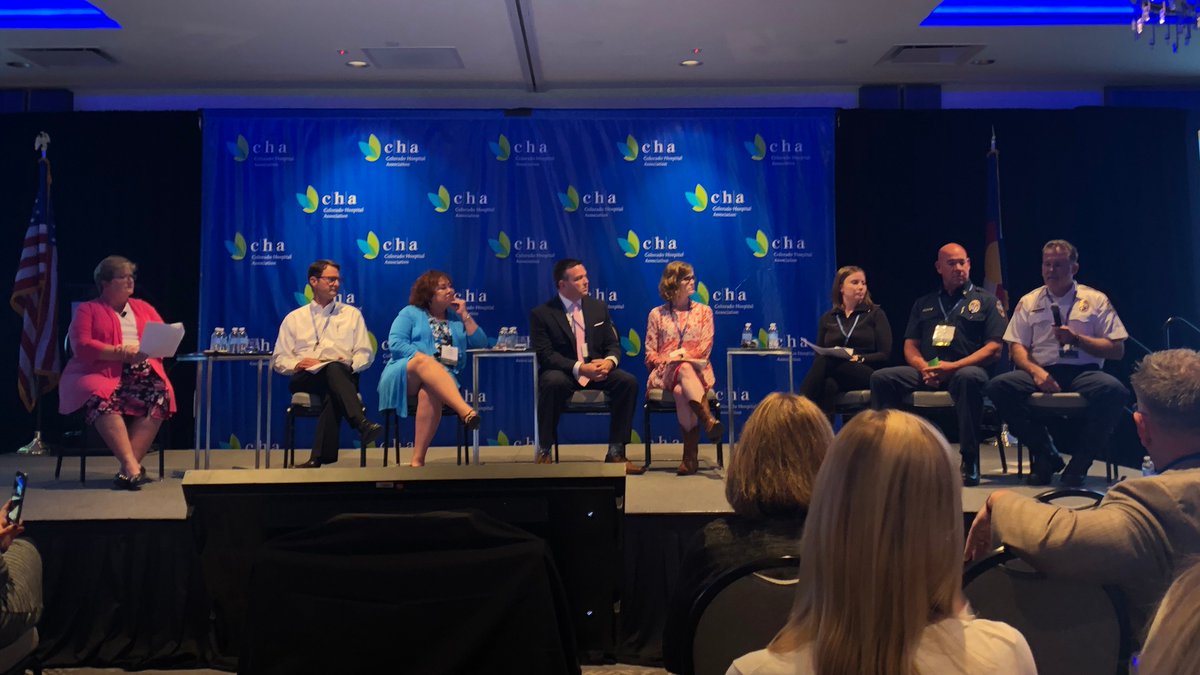 An incredible panel of first responders and hospital safety officers and PIOs discuss the learnings from the STEM School shooting that happened last spring. Thank you to @LittletonHosp, <a href="/SkyRidgeMed/">Sky Ridge Medical</a>, <a href="/ChildrensColo/">Children's Hospital Colorado</a> and <a href="/SouthMetroPIO/">South Metro Fire Rescue</a> for sharing with us today. #CHAAnnual