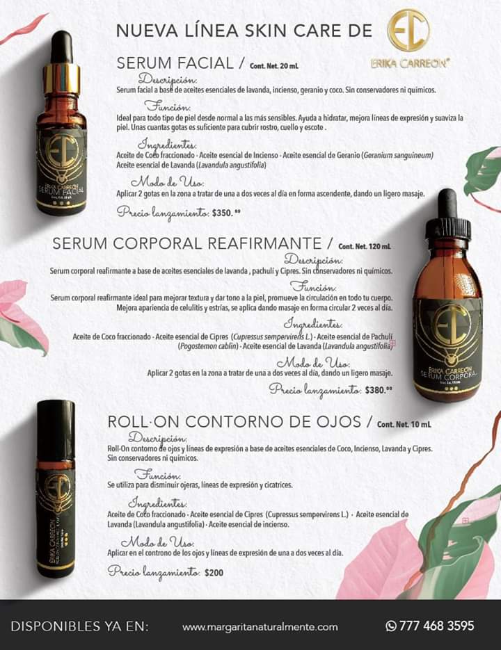 Skin Care ERIKA Carreón De venta en tiendas Margarita Naturalmente en CDMX y en tienda online: margaritanaturalmente.com/product-page/s… #serum #eriacarreon #mygreensmoothie información 777 450 2661