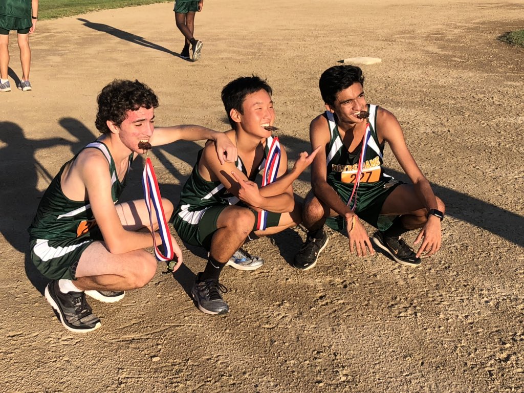NDWHAthletics's tweet photo. XC: The Green Knights  @NdwhXc team was led by Ohm Patel Jacob Carson and Oliver Shannon who ran 7th 10th and 12th respectively. #ctxc https://t.co/LRIuqF283O
