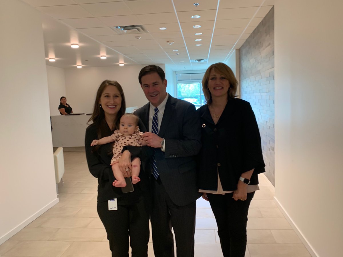 DougDucey's tweet photo. Welcome to the Arizona Commerce Authority team, Baby Maeve! Arizona is proud of our #InfantAtWork program, which allows infants up to 6 months old to come to work with their parent or caregiver. @JenaCoolidge @azcommerce https://t.co/HIuBUh9gLA