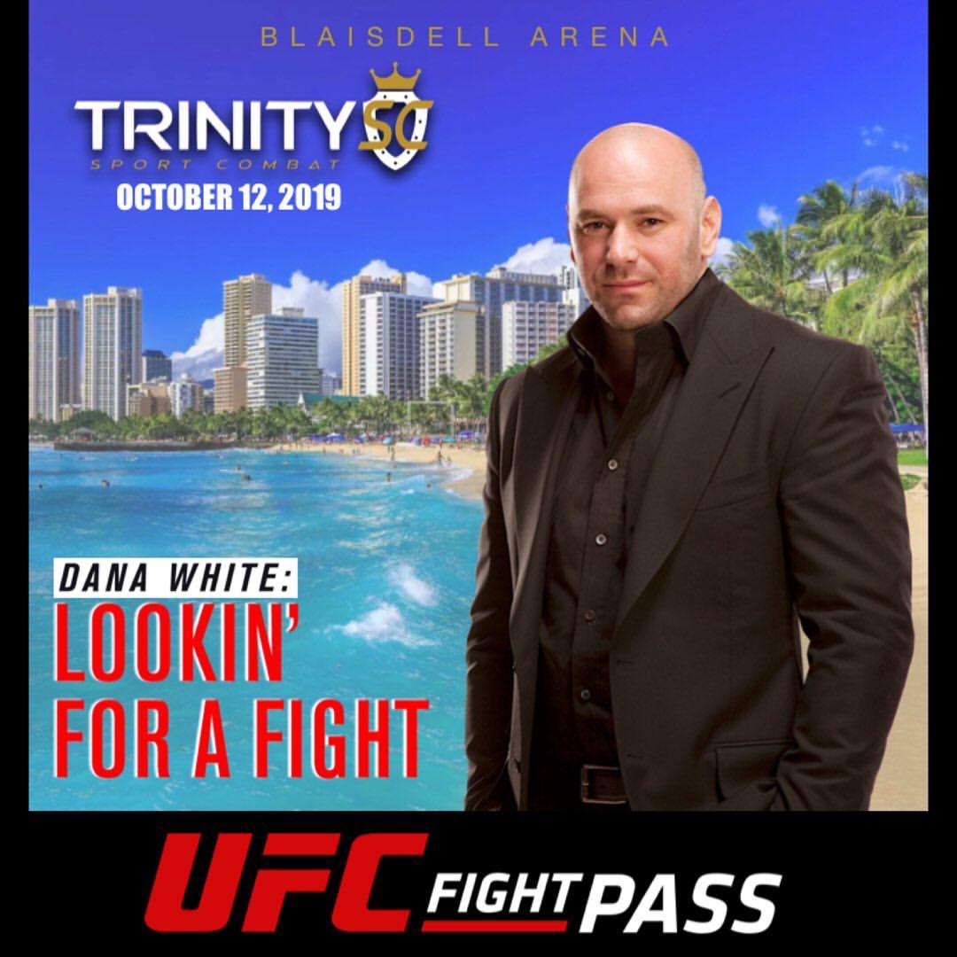 volkstyles's tweet photo. Trinity Sport Combat (a Hawaiian MMA promotion) has formally announced that they will host the next episode (S04E03) of #DWLFAF. See next tweet for announced bouts. This was revealed late July.
The event is #TrinityKings8 & will be live-streamed on #UFCFIGHTPASS on Oct 12. https://t.co/CLEjAcIM3N