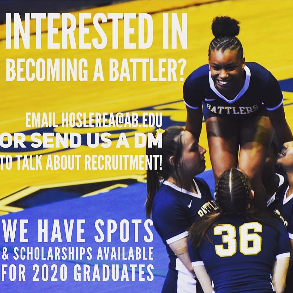 Do you want to do acrobatics and tumbling in college? <a href="/ABacrotumbling/">ABacrotumbling</a> is recruiting current seniors in high school! Send them a dm for more information!
#acrobatics #acro #acrobaticsandtumbling #acrotumbling #aldersonbroaddus