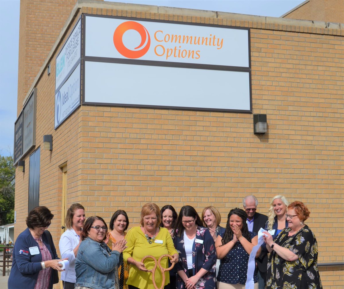 ComOptDarcy's tweet photo. Great day at Community Options Williston. Ribbon cutting for our new office. Chamber and ambassadors are an excellent group of people. PS they need to sharpen their scissors! @ComOptZachary @ComOptAustyn @ComOptTrina @ComOptAmber @ComOptMadison @ComOptND #ipsworks https://t.co/2usIYzzEe1