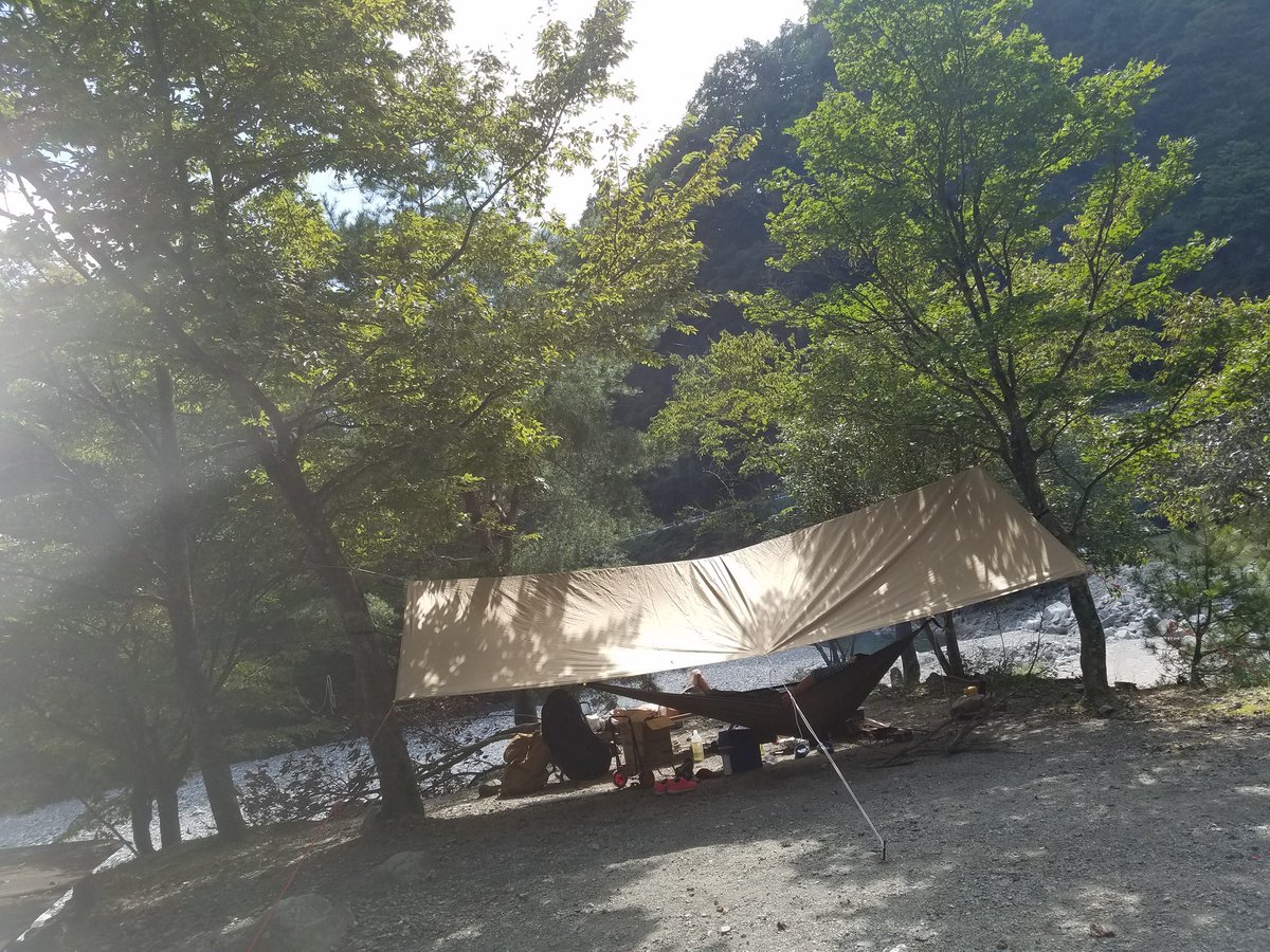 西丹沢 大滝キャンプ場 公式 お仕事お休みの時は必ずキャンプ場にいる 常連様 です 1日 火を焚いてのんびり できてくれます もうさ 荷物そのまんまキャンプ場に置いておこうか 木に真ん丸の巣みっけ Or いつも