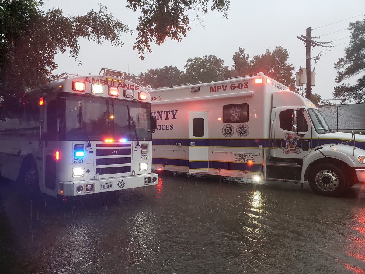 atascocitafire's tweet photo. Our AMBUS stayed very busy today with a patient evacuation from Riceland Medical Center in Winnie, TX  in the morning and this afternoon they evacuated 20 residents from Pine Shadows Retreat, a nursing home in Porter, TX. https://t.co/y2VC5k0ZPb