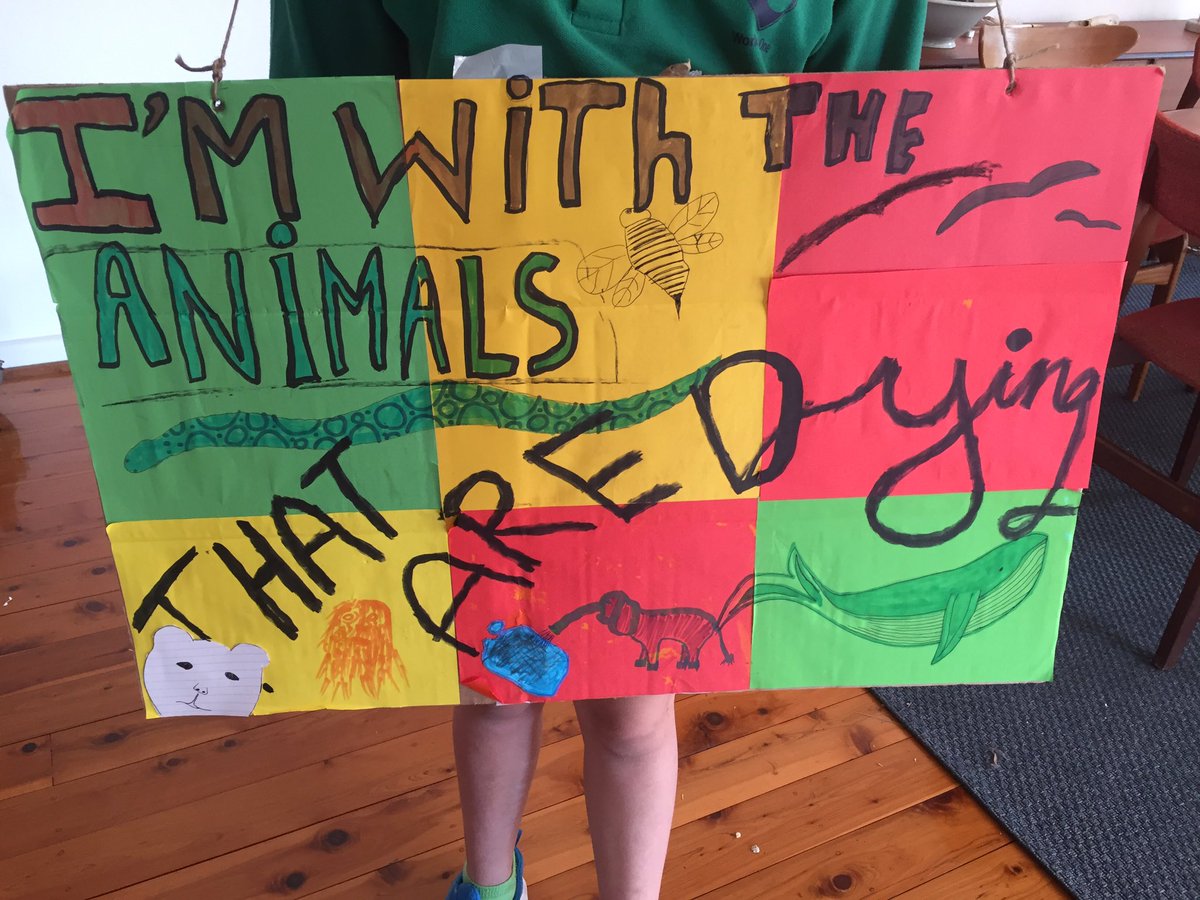 Climate strike day: 9 year old and i are going with slightly different moods...