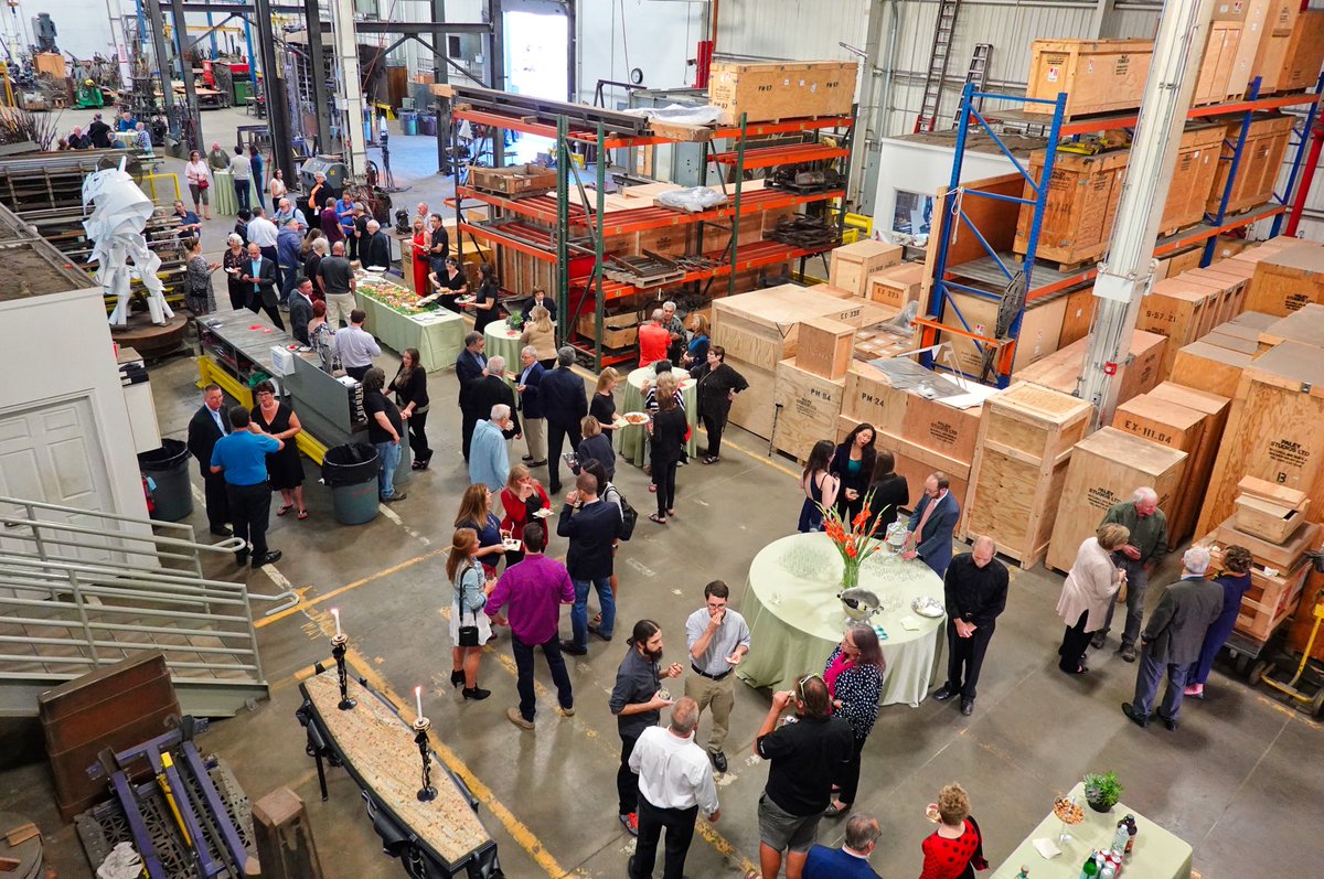 ROC_NewsPhotog's tweet photo. Fans and supporters of renowned Rochester sculptor Albert Paley celebrated his artistic accomplishments as he closes his Lyell Ave studio. Paley will now focus more on the design of his work versus the fabrication. #ROC @SPECNewsROC https://t.co/gFxJDly7Lb