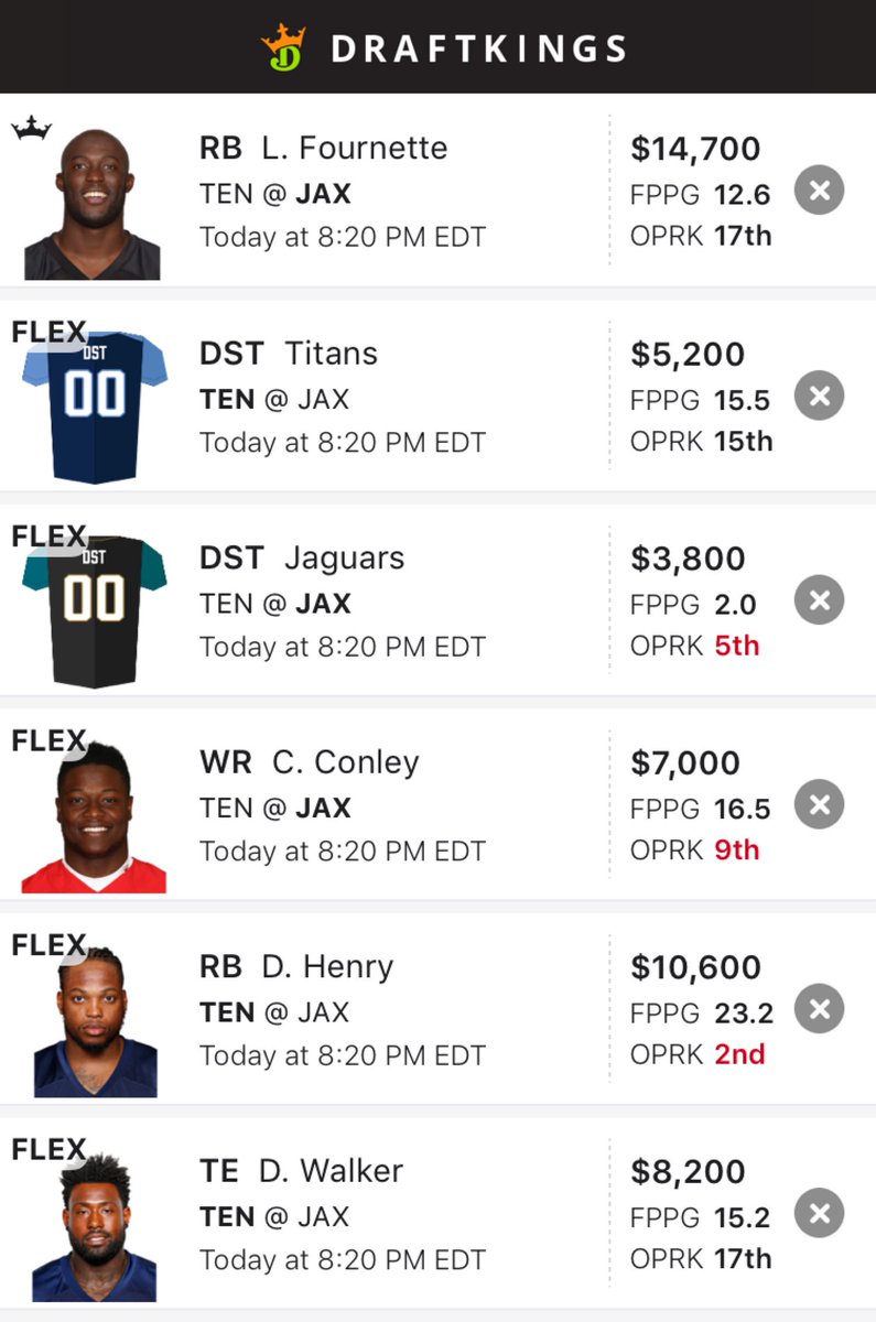 naticardstock's tweet photo. FREE #ThursdayNightFootball #DraftKings Showdown Slate for JAX vs TEN!
Like is using! Reply/DM with questions!
#TNF #NFLDFS #DraftKingsShowdown https://t.co/3quFUwPNcB