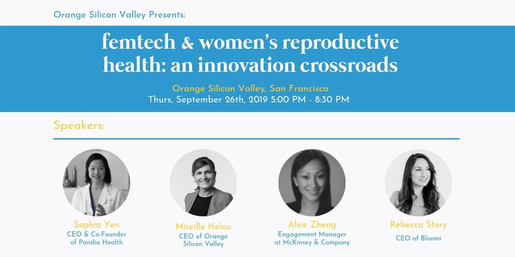 PandiaHealth's tweet image. CEO &amp;amp; Co-Founder Dr. Sophia Yen is speaking @ Orange Silicon Valley’s event: FemTech &amp;amp; Women’s Reproductive Health: An innovative crossroads. Hear about #femalereproductivehealth from empowering 💪 women. Click the link below to get your tickets! 🤩 
bit.ly/34YWBbl