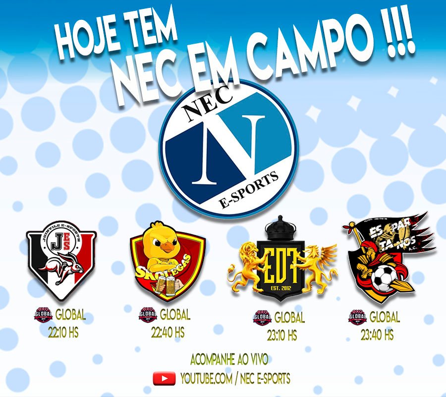 NapoliEC's tweet photo. Confira a nossa programação de jogos desta noite na plataforma PS4.

NEC E-Sports x Joinville E-Sports - 22:10 hs
NEC E-Sports x Skolegas FC - 22:40 hs
NEC E-Sports x Esquadrilha da fumaça - 23:10 hs
NEC E-Sports x Espartanos AC - 23:40 hs

#OrgulhoDeSerUmNEC https://t.co/tiTJippyx2