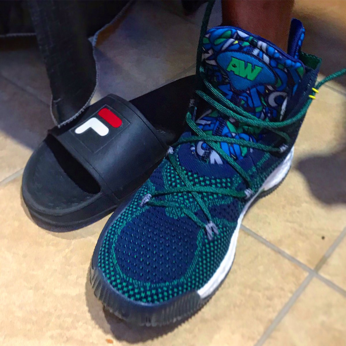 Now he can play! This kid wears slides (they were too small) because he doesn’t have anything else that fits. I’m SO thankful for my friend, who found it in his heart to part with these AMAZING kicks! #shoecollectors #yourock #webringhope #thankstoyou 👊🏻🏀