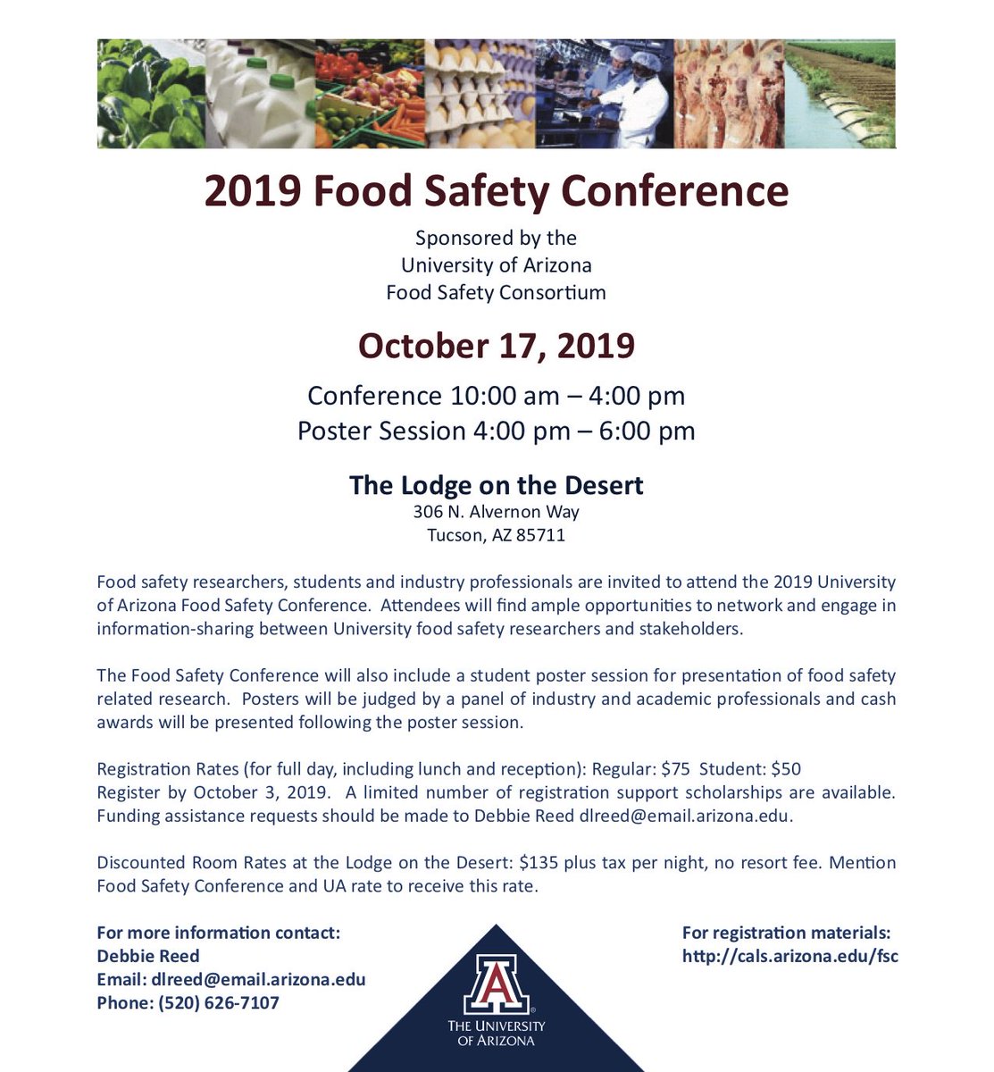 YCEDA_DesertAg's tweet photo. You are invited to the 2019 @uarizona #FoodSafetyConference at the @TucsonLodge Register by October 3rd! https://t.co/juEkummq1F