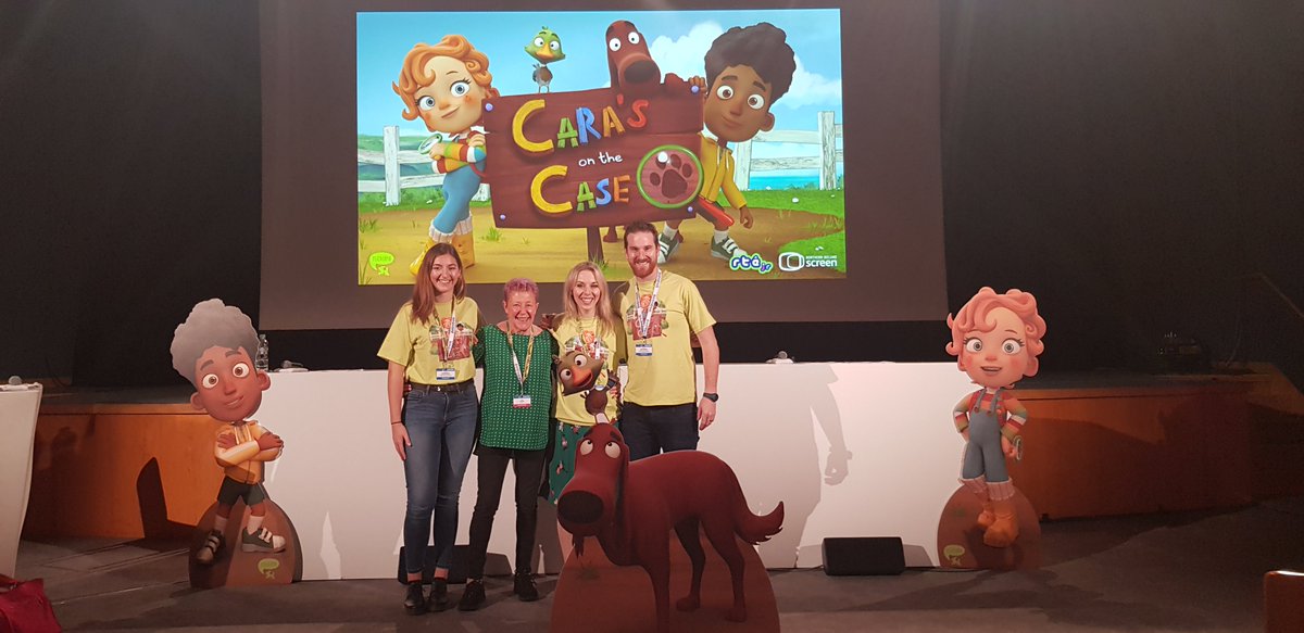 SarahMcCaffrey's tweet photo. Great day pitching at Cartoon Forum - we got our first broadcaster confirmed so we are delighted! Wonderful to pitch with Johnny and Georgia. I first met Georgia via @RTSFutures_NI three years ago - so proud to have her on my team today. Total star 🤩 xx https://t.co/HKxktwWB4c