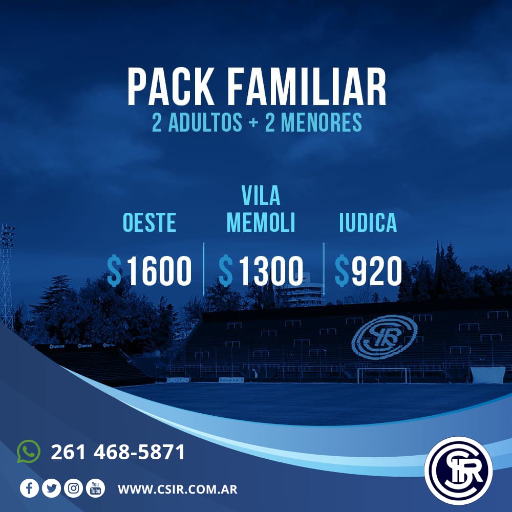 ¡Pack familiar! 🤗

Mirá los precios para que vos y tu familia puedan ir al Bautista Gargantini 😍

Yo soy SOCIO de la Lepra💙

¡El domingo todos a la Catedral!

#VamosLepra