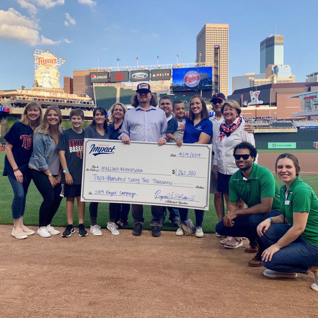 BigLeagueImpact's tweet photo. The @Twins are #AllWin this year!

@kgib44, #MNTwins teammates &amp; fans pledged $262K this year to help @BGCTC1, @SheridanStory, @GilletteChildrn, @Animal_HumaneMN &amp; more! https://t.co/Q2DMbZCzA4