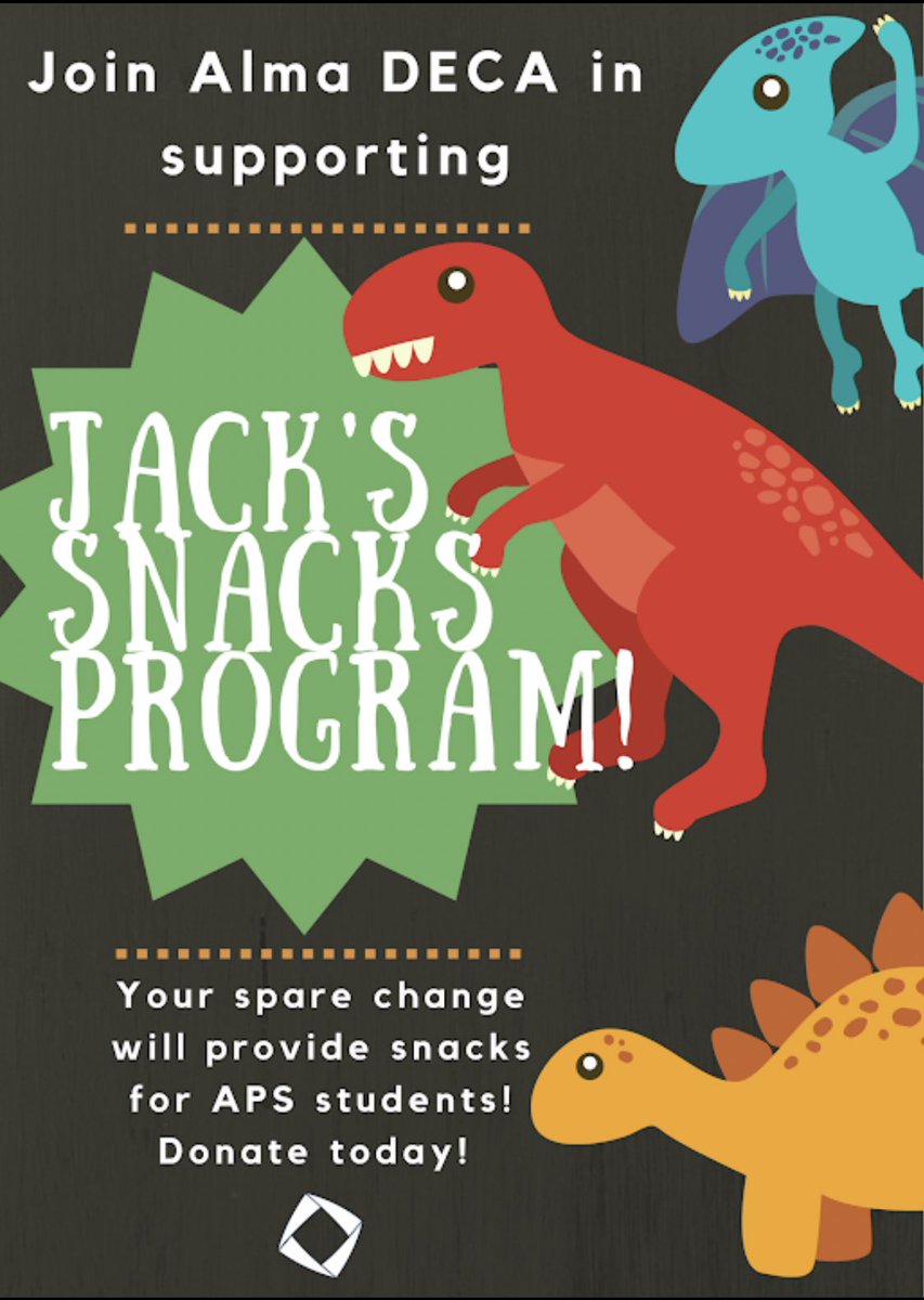 _elissawilliams's tweet photo. It's time to gather all your spare change! 💰 Join us in collecting change that will provide snacks for @alma_primary students! Change can be dropped off in #1105! 🔷️ #jackssnacks 🦖 #helpingothers #giving #servingothers @AlmaSchools @EdDcte @DECAInc @ArkansasDECA @AlmaDECA https://t.co/D9XQUv2Pcq