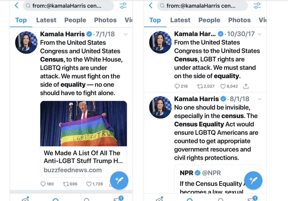 2018 Senators Kamala Harris and Tom Carper  introduce the Census Equality Act, to require the U.S. Census Bureau to ensure the approximately 10 million Americans who identify as LGBTQ are properly counted for and represented in Census data collection efforts.