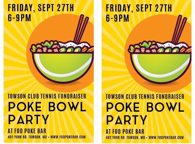 Towson Club Tennis Who Doesn T Love Poke Well Why Not Get Poke And Support Club Tennis At The Same Time Please Come To Our Poke Bowl Fundraiser And Show