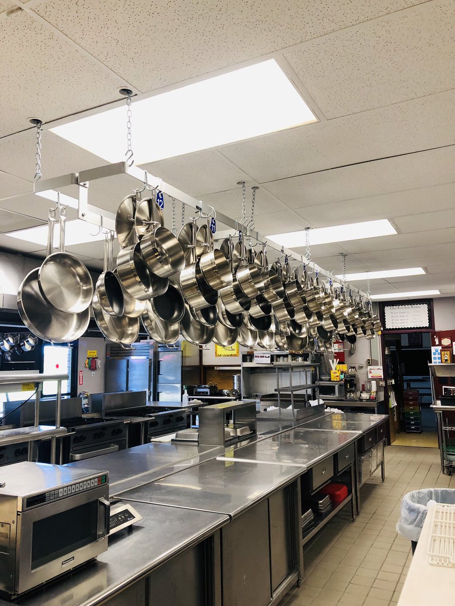 JodyAlbano's tweet photo. Culinary Arts students in OAOC CULINARY @ONCBOCES setting up their new pot rack! #organized #kitchengoals #volrath https://t.co/lekEYrlicw
