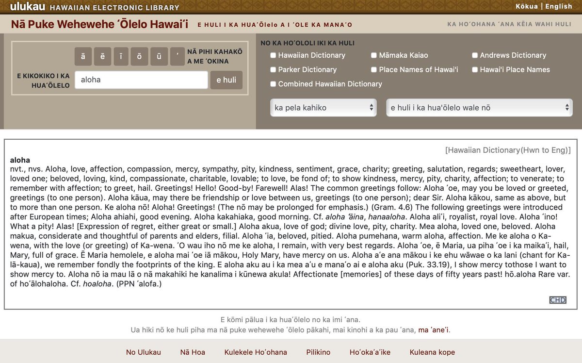 you can access access online hawaiian dictionaries at http wehewehe