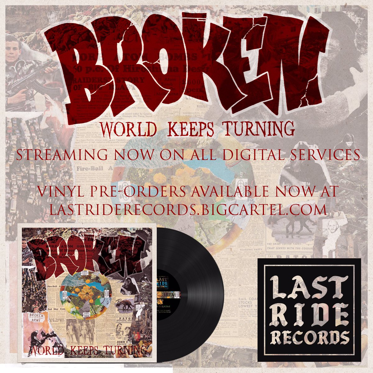 BrokenWorldwide's tweet image. WORLD KEEPS TURNING. STREAMING NOW smarturl.it/worldkeepsturn… 
VINYL PRE-ORDERS AT LASTRIDERECORDS.BIGCARTEL.COM