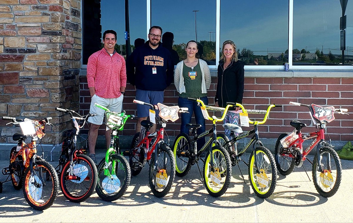 Potsdam Central School received a community grant through Wal-Mart to help get new bikes for the Lawrence Ave P.E. Dept. bike safety unit. Recently we were able to go to the Potsdam Wal-Mart and select 7 new bicycles for our Bike Safety Unit.
