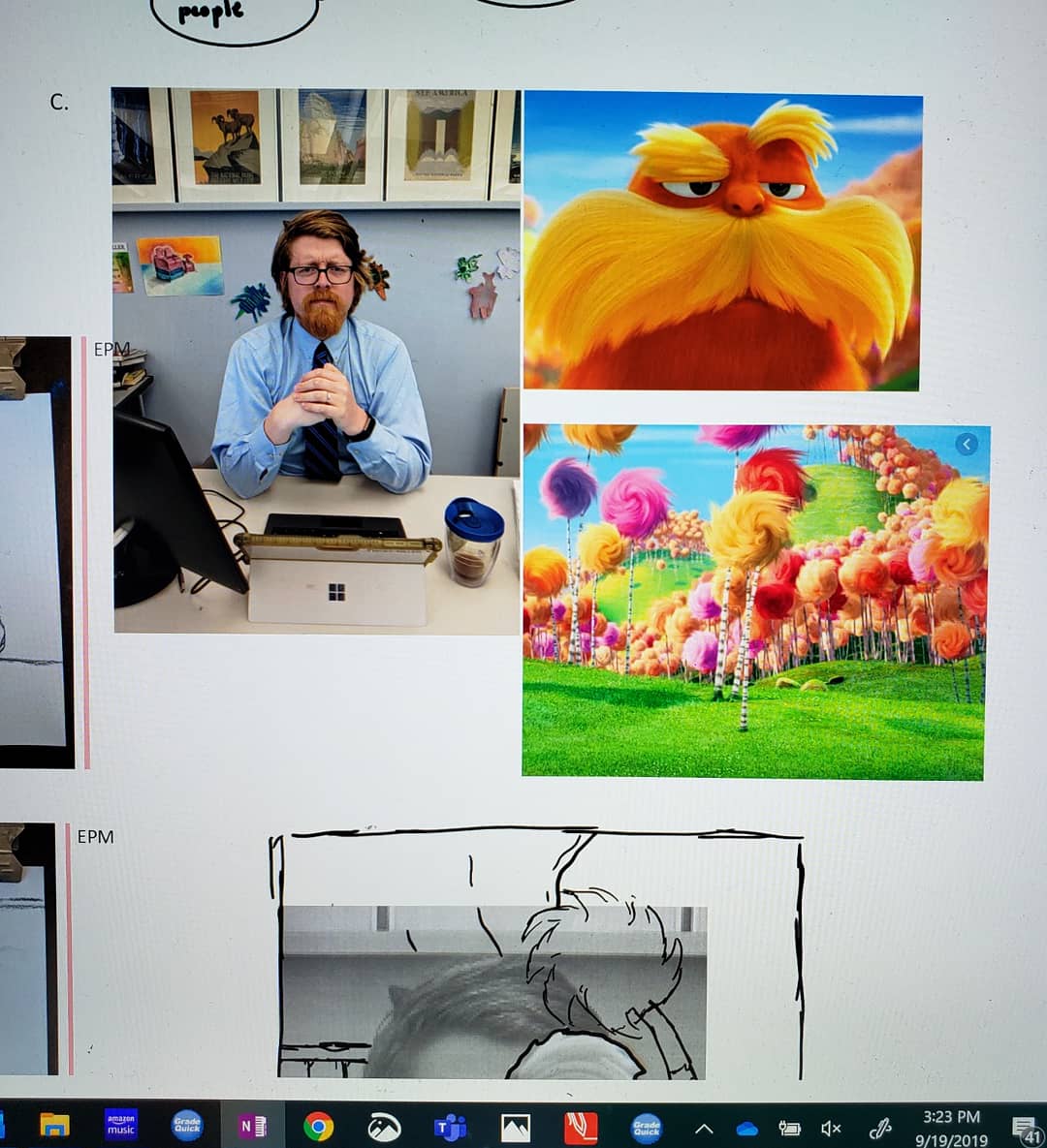 Amylynbrand's tweet image. Work in progress: Peanut envisions Mr. Tracey-Miller, Upper School librarian, as a classic literary character. #wearecountryday #ccdsarts #ccdslearning @CountryDay @ccdslibraries @TonyJaccaci @jgweinheimer