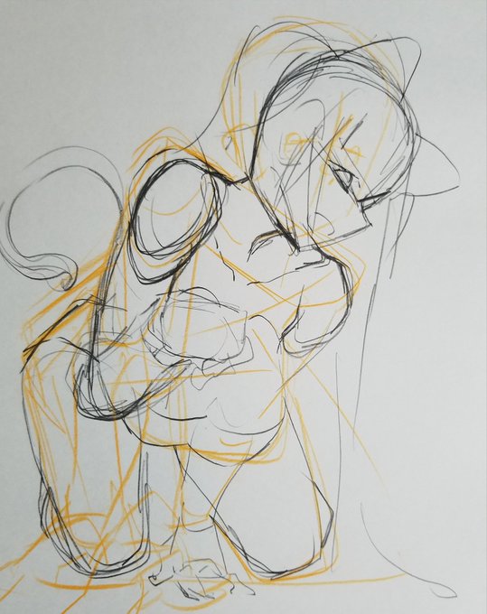 #このタグを見た人はラフ画とその完成絵を見せる
調子悪い時は3回に分けて描いてますね
いや～それにしても1枚目と2枚目の差よww 