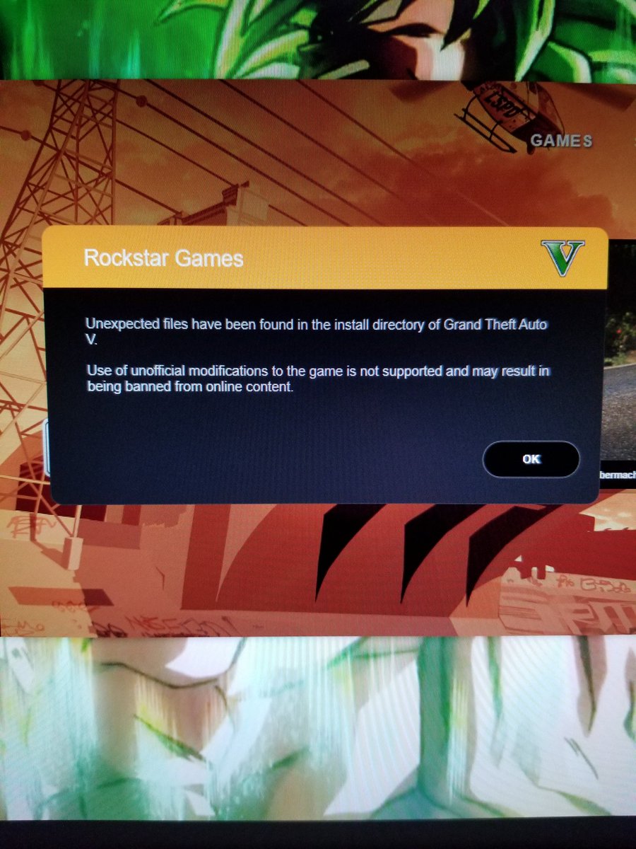 corbett1991's tweet photo. @RockstarSupport Why am i getting is when my game  hasn't been modified? https://t.co/Q7ZIL7cYGI
