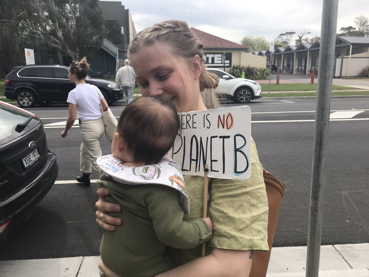 Hundreds at the Mornington #ClimateStrike today but these two sum it up so well to me