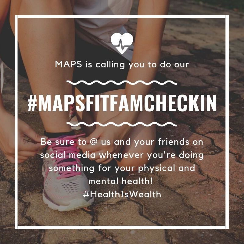 UFMAPS's tweet photo. We are calling YOU out this semester to engage in our #MAPSFitFamCheckIn challenge 💪🏾 Throughout the semester, whenever you engage in a healthy activity such as exercising, sharing a positive affirmation, etc, tag us, and challenge your friend(s) to join us! https://t.co/wRJ97U1Tis