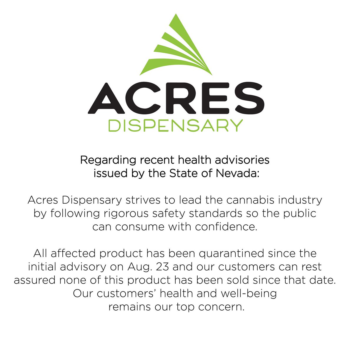 Thank you to the Acres family for showing faith and understanding the truth to the advisories. We appreciate your continued support. 💚💚💚