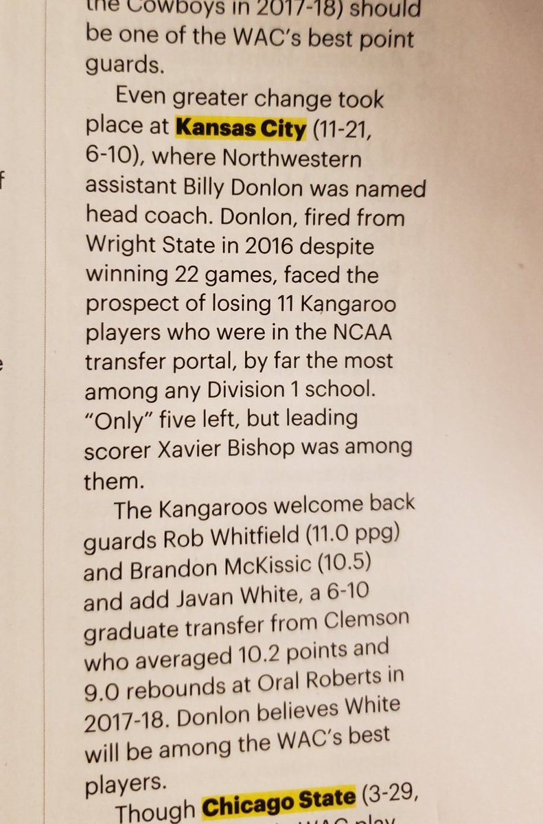 👀 <a href="/JavanWhite_/">Javan White</a> mentioned in <a href="/SSyearbooks/">Street & Smith's</a> 
" <a href="/CoachDonlon/">Billy Donlon</a> believes White will be among the WAC's best players." 🦘🏀 <a href="/KCRoosMBB/">Kansas City Men's Basketball</a> 
🌪️🏀 #15STRONG