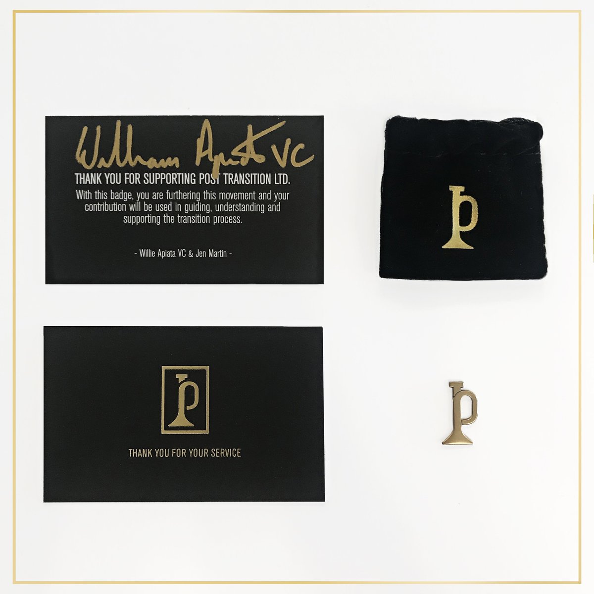 A step towards making #PostTransitionNZ a sustainable organisation is opening our online store. You can now buy our pin online. The first 100 pins will receive a signed Thank You card from Willie Apiata VC. 
Buy here 👉 bit.ly/PostTransition…
#ThankYouForYourService