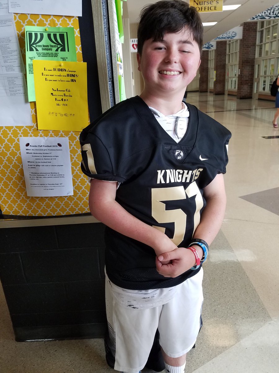 MrsSlobodecki's tweet photo. Come see this rockstar at tomorrow nights football game! He will be the honorary captain to help beat pediatric cancer!! #CancerSurvior #GoJ #KnightNation #KnightsFootball #D127 #ProudCaseManager https://t.co/4c7HHHqTHm