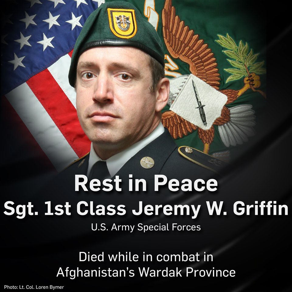 localnews8's tweet photo. THANK YOU FOR YOUR SERVICE: This is Sgt. 1st Class Jeremy W. Griffin. He was killed in action by small arms fire when his unit was engaged in combat operations in Afghanistan. He was just 40 years old. Please take a moment to thank Sgt. Griffin. https://t.co/eLBwoNeTLF