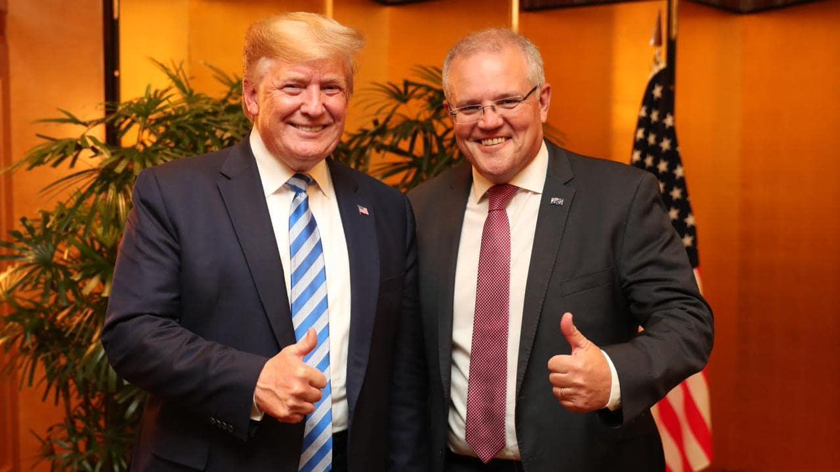REMINDER #ClimateStrike 

Where is your leader now? 

🇦🇺 Prime Minister <a href="/ScottMorrisonMP/">Not ScoMo</a> is having dinner with 🇺🇸 Pres Trump - the ONLY leader to pull a country out of the Paris Agreement 

Then he will SKIP the @UNClimateSummit and check out a packaging facility.  

#auspol