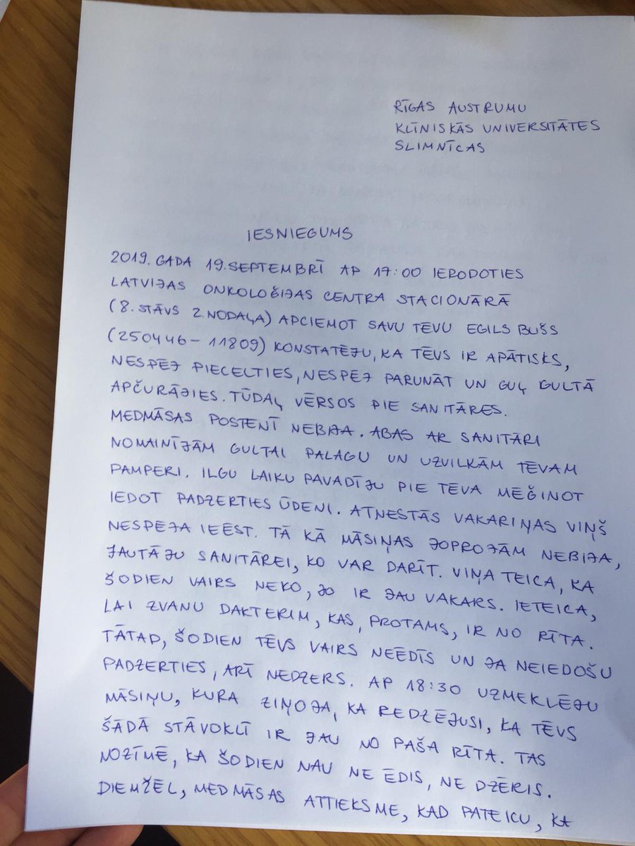 donis777's tweet image. Par attieksmi Gaiļezera slimnīcā... Vai varat komentēt, @Vinkele ?

Diemžēl, vakar vakarā viņš nomira...