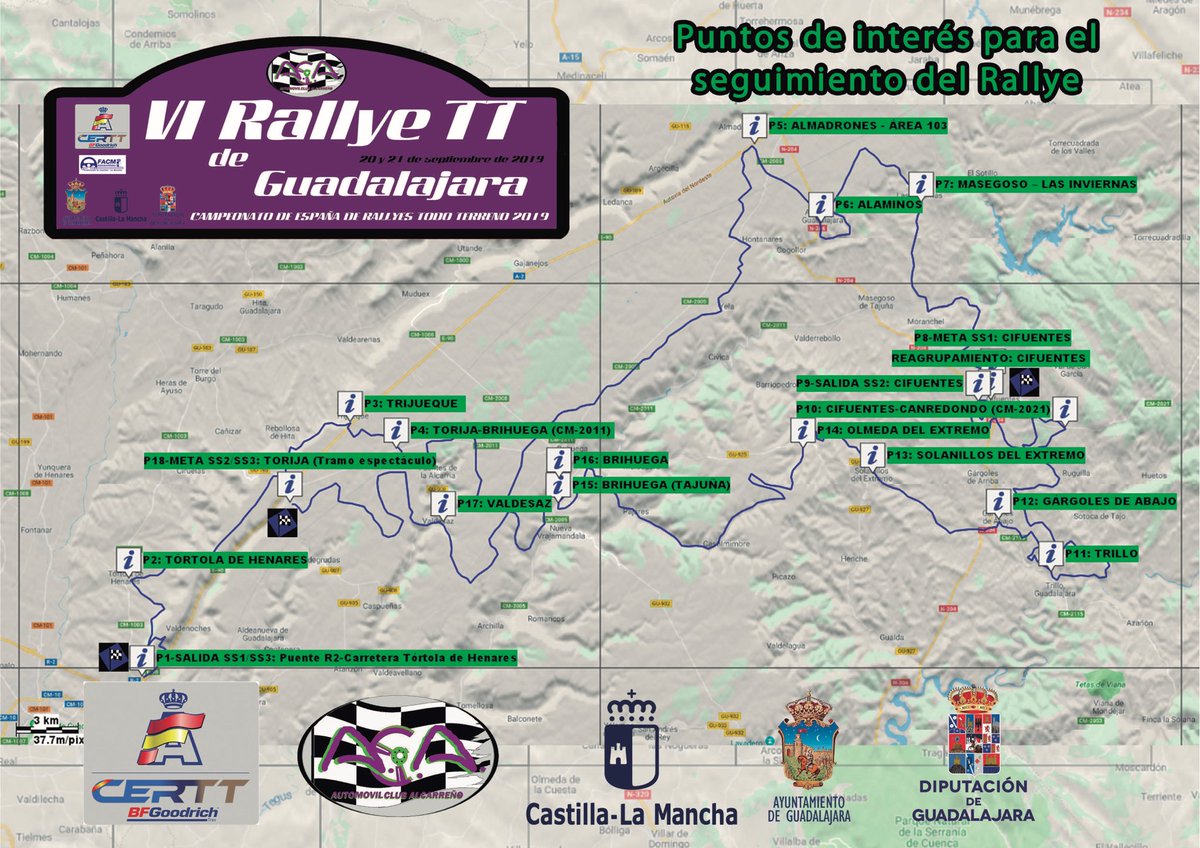 CampeonatoTT's tweet photo. Ubicaciones de los puntos de interés en las etapas del Rally TT de Guadalajara @AutoClubAlcarri @RFEdeA https://t.co/nQqfqparEN
