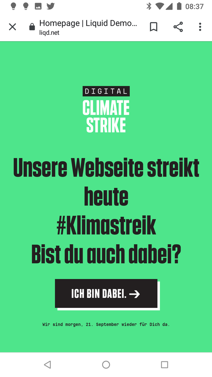 Unsere <a href="/liqd_de/">Liquid Democracy</a> Seite ist heute ganz grün! Ihr findet uns beim Klimastreik!