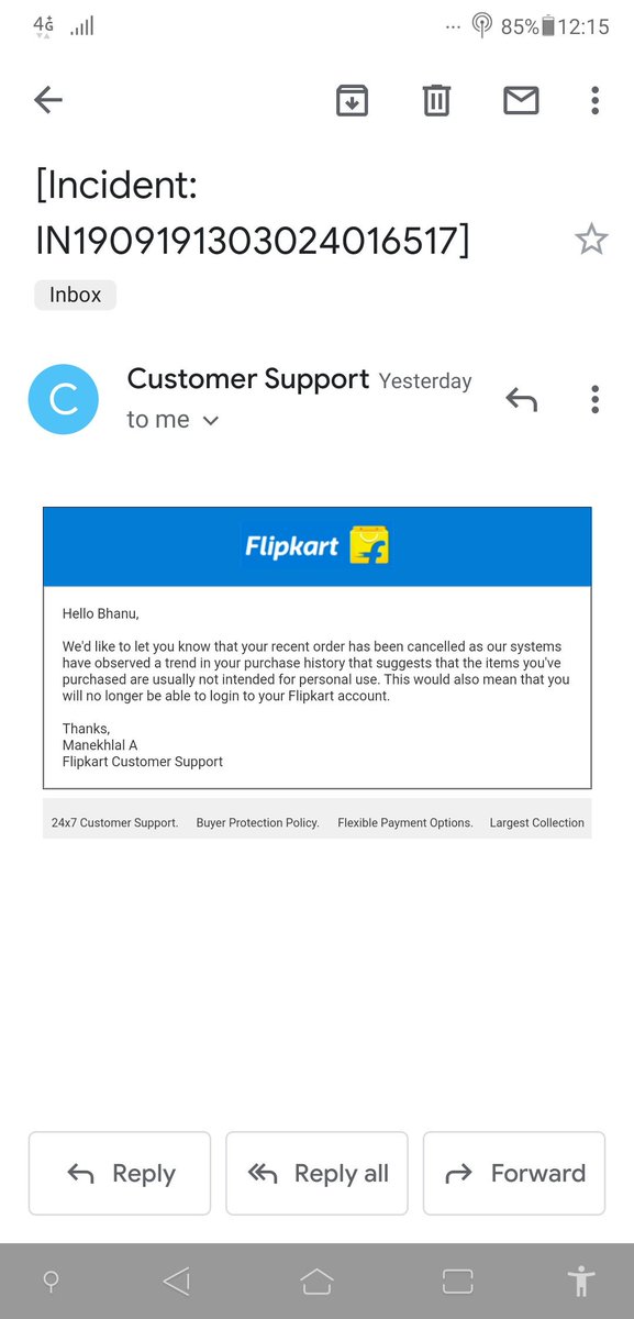 thekingneeraj1's tweet photo. @Flipkart @imVkohli Yesterday I complain about cancelling my order ..
In replying of Flipkart block my id...
I am very disappointed with Flipkart service..

I need my 7000 RS back .. https://t.co/XZ928AXh0m