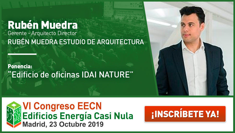 CongresoEECN's tweet photo. Rubén Muedra @rubenmuedra llevará a cabo la ponencia titulada “#EdificioDeOficinas IDAI NATURE" en el VI Congreso #EdificiosEnergíaCasiNula #CongresoEECN6 el 23 de octubre 2019 en @LaNaveMadrid Organiza @grupotecmared y @fomentogob https://t.co/MVhNGv8DxR https://t.co/Gfo3KSE0m8
